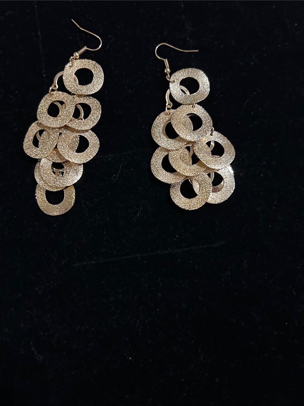 Gold Textured Circle Drop Earrings - Women Jewelry